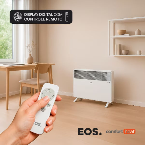 Aquecedor Elétrico EOS Comfort Heat com Painel Digital para Piso e Parede com Tecnologia Convector 1500W EAQ04 110V